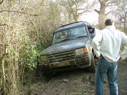 Misjudged a slight camber and got stuck. This was his first time on the lanes